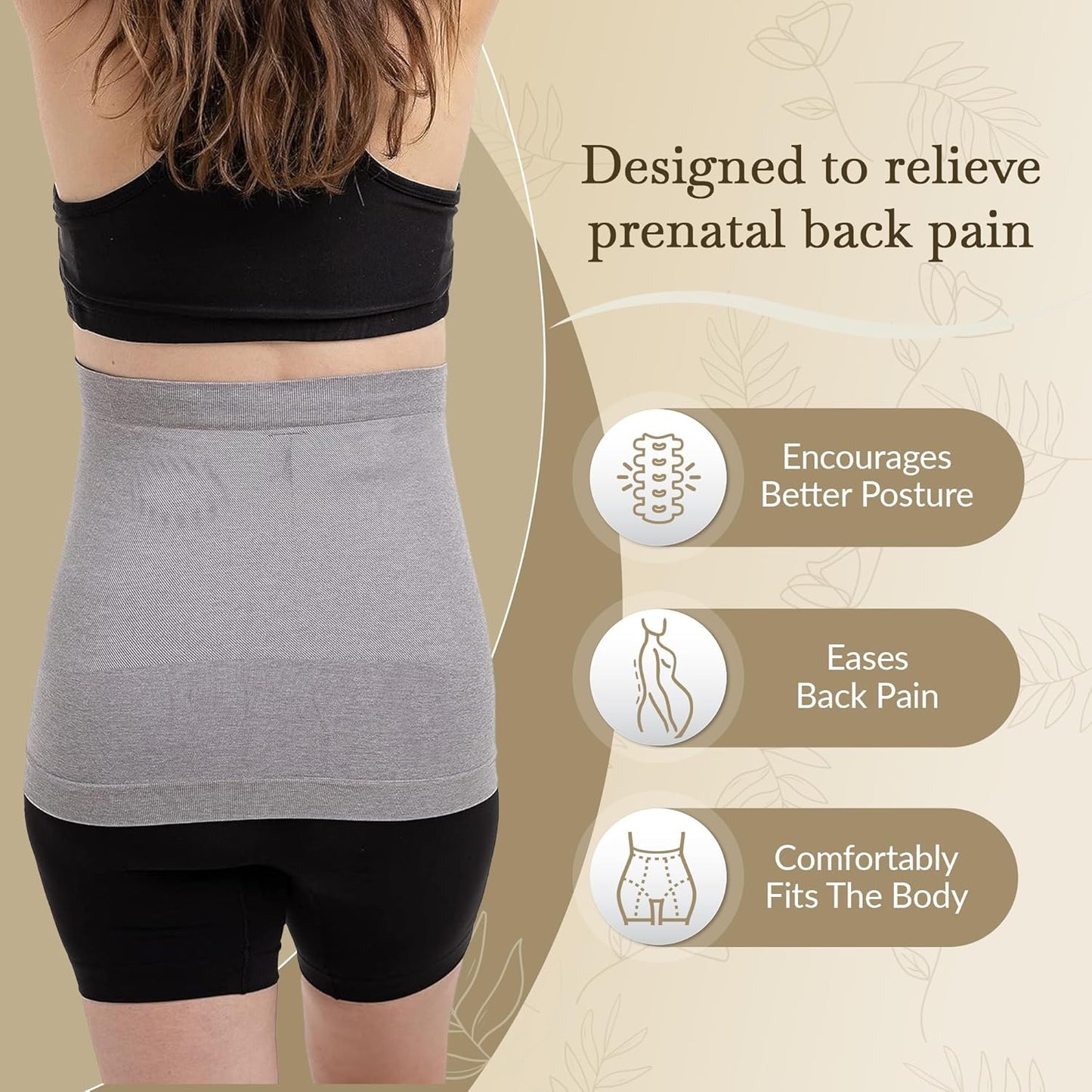 Maternity Belly Band - 4-Way Stretch Post Partum Belly Band For Lumbar & Back Support - Pregnancy Gifts for Moms