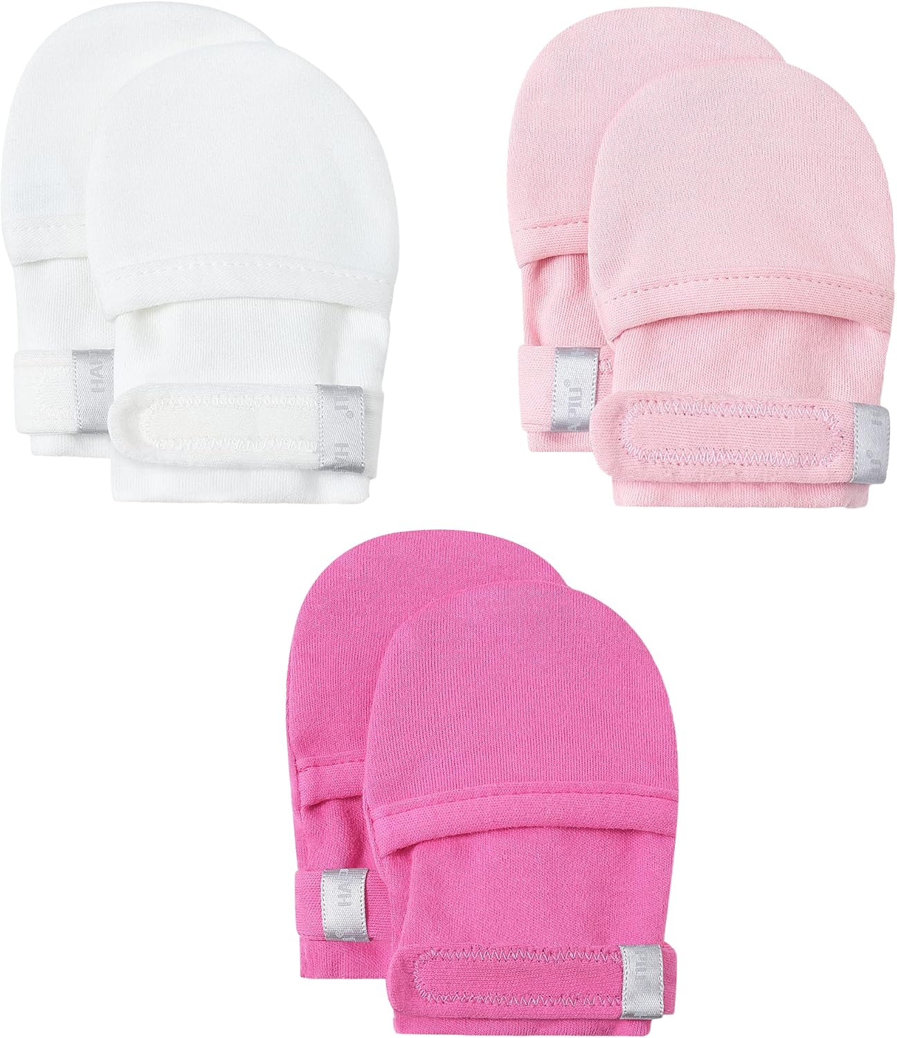 HAPIU Baby No Scratch Mittens Stay On, 100% Cotton Breathable, Adjustable Infant Gloves for Boys Girls, Newborn - 12 M