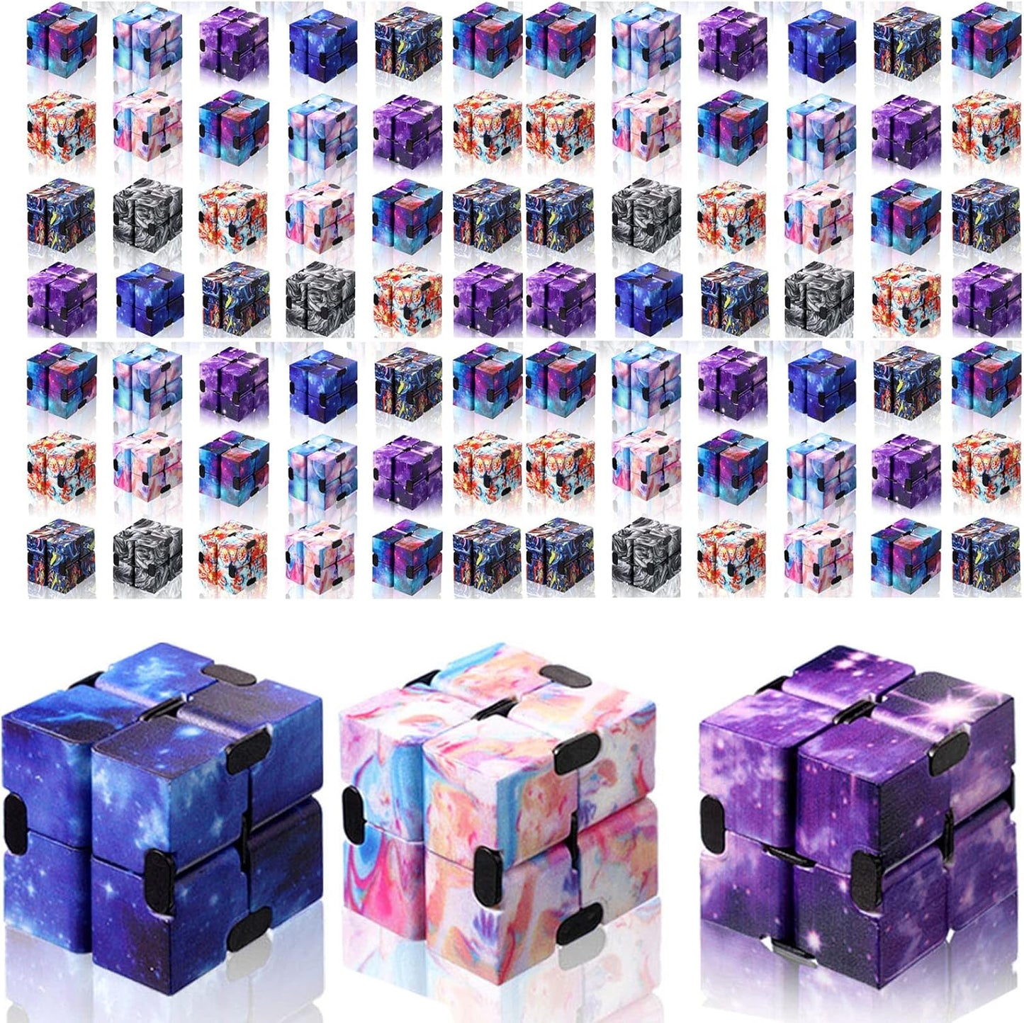 Chivao 60 Pieces Kids Party Favors Cube Toy Sensory Cube Valentine's Day Hand Held Block Sensory Game Cube Gadget Gift for Anxiety Stress Relief Birthday Goodie Bag Stuffers(Starry Style)