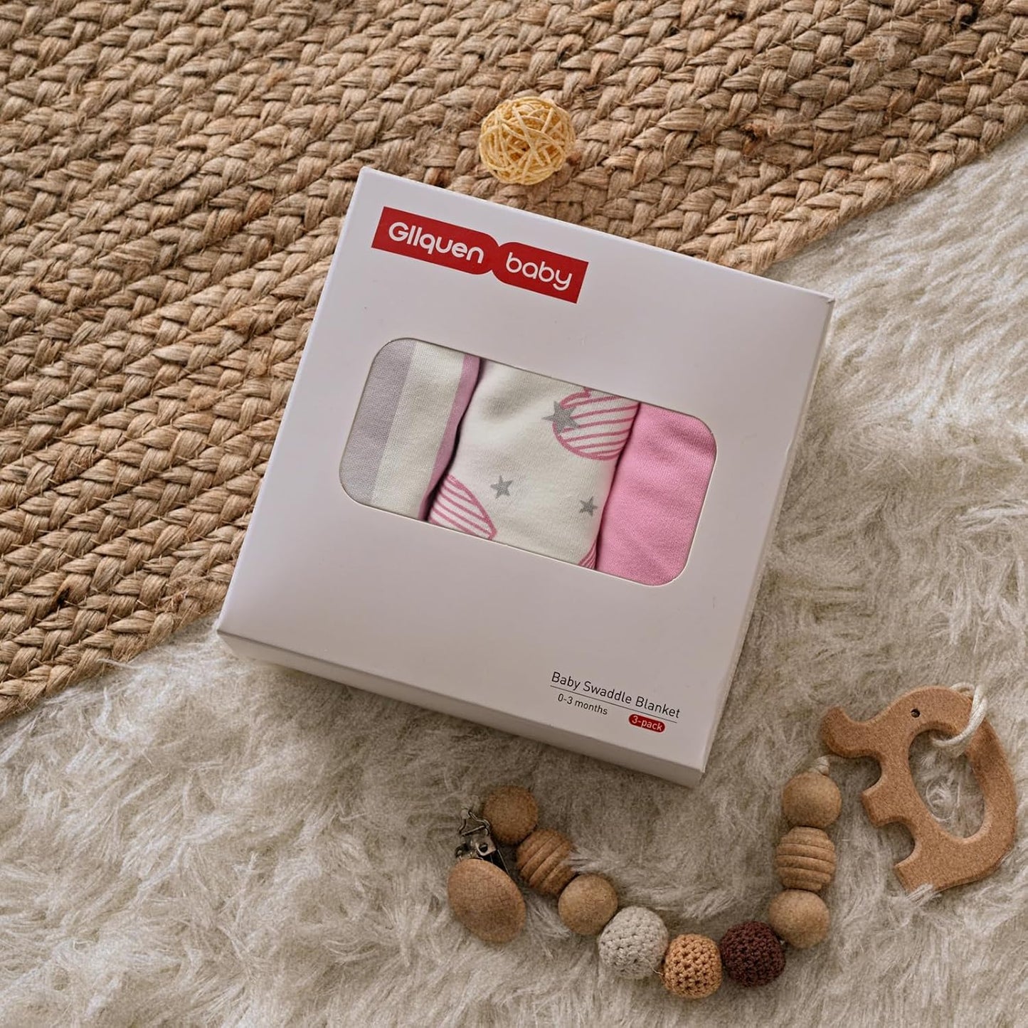 GLLQUEN BABY Swaddles for Newborns - 3 Pack Baby Adjustable Swaddle Sleep Sack for Boys and Girls 0-3 Months,Baby Wrap Swaddle Sack, Stripe & Heart, Nursery Essentials