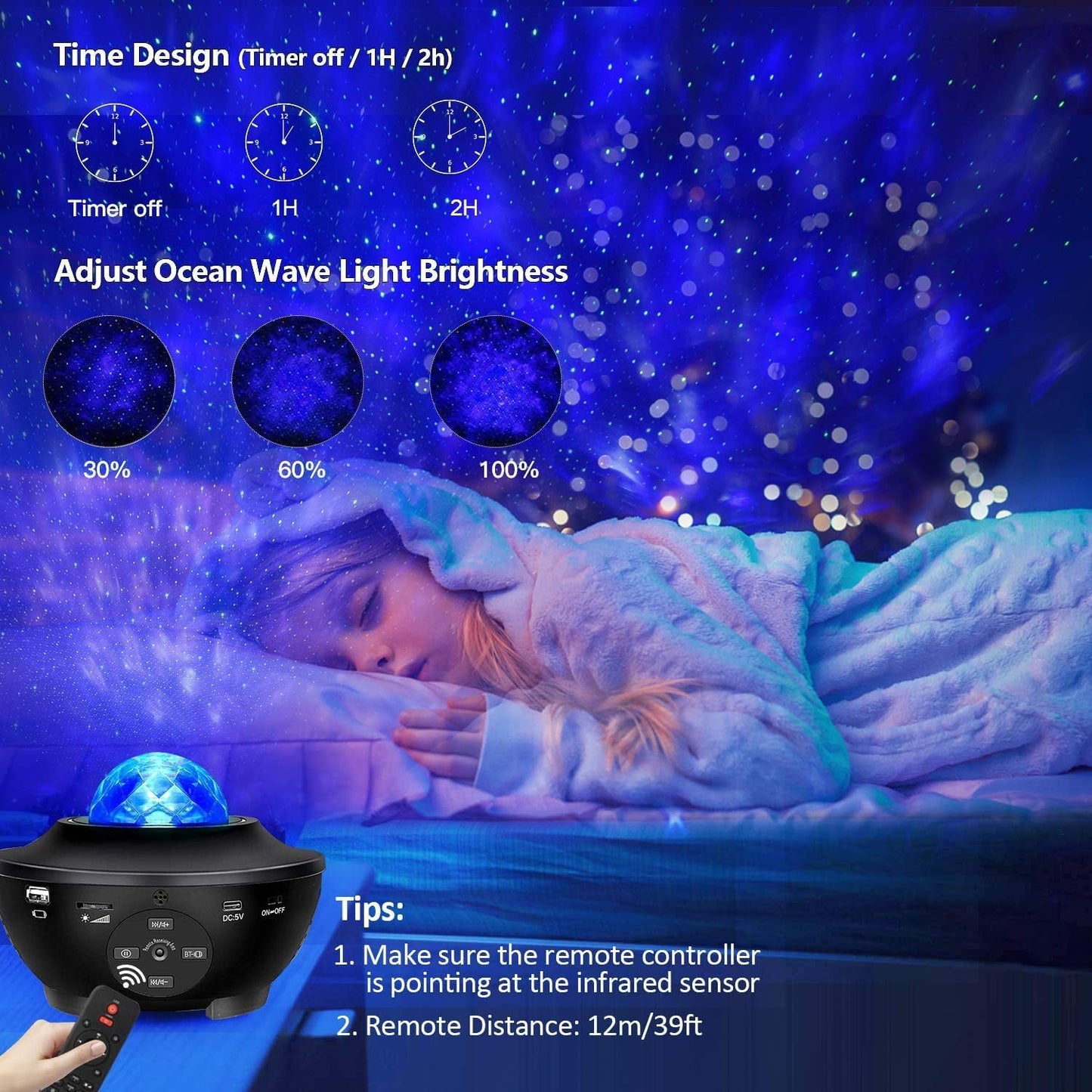 Sunbox Star Projector,3 in 1 Galaxy Projector Night Light with Remote Control,15 White Noise,Music Speaker&Timer,Starry Light Projector for Bedroom/Party/Home Decor,Starry Projector for Kids & Adults