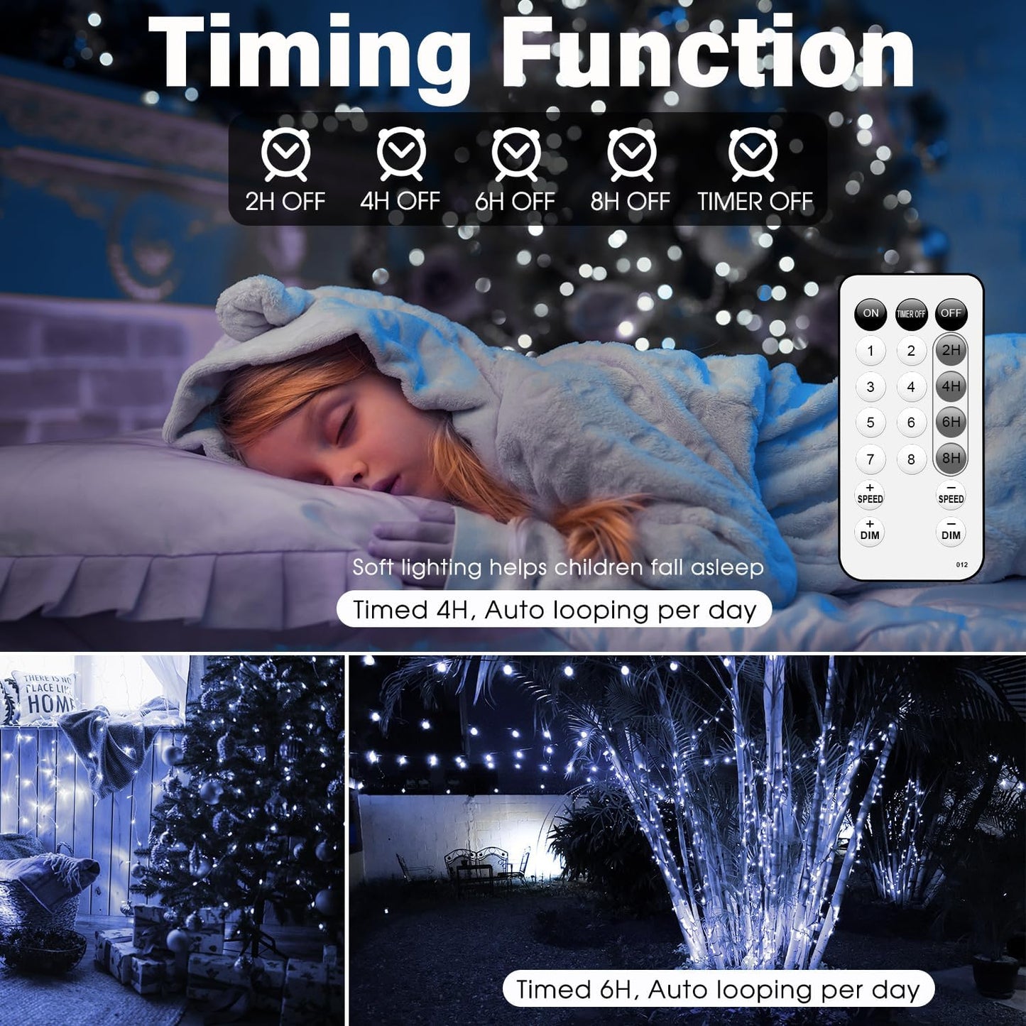 Fairy Lights 72ft 220 LED USB Twinkle String Lights Plug in Copper Wire Lights with Remote and Timer 8 Modes Outdoor Waterproof Starry Lights DIY Party Wedding Christmas Decoration(Cool White)