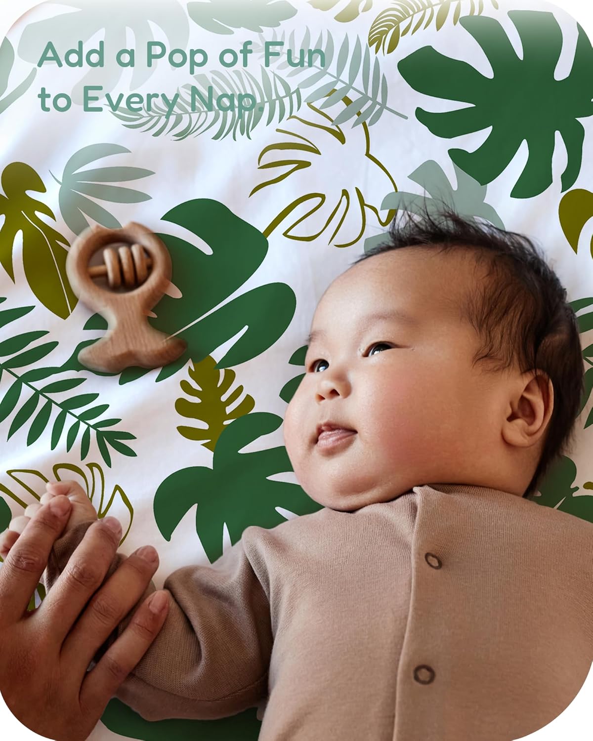 Pack and Play Sheets Fitted, Ultra Soft Mini Crib Sheets Boy Girl, Monstera&Green, Hypoallergenic and Soothing, Premium Jersey Pack N Play Mattress Sheets, 2 Pack