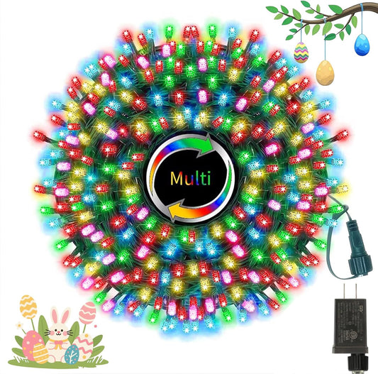 66ft Easter Lights, 200 LED Green Wire Fairy Starry String Lights Plug in, 11 Lighting Modes for Indoor Outdoor Xmas Tree Easter String Light Decoration (Multicolor)