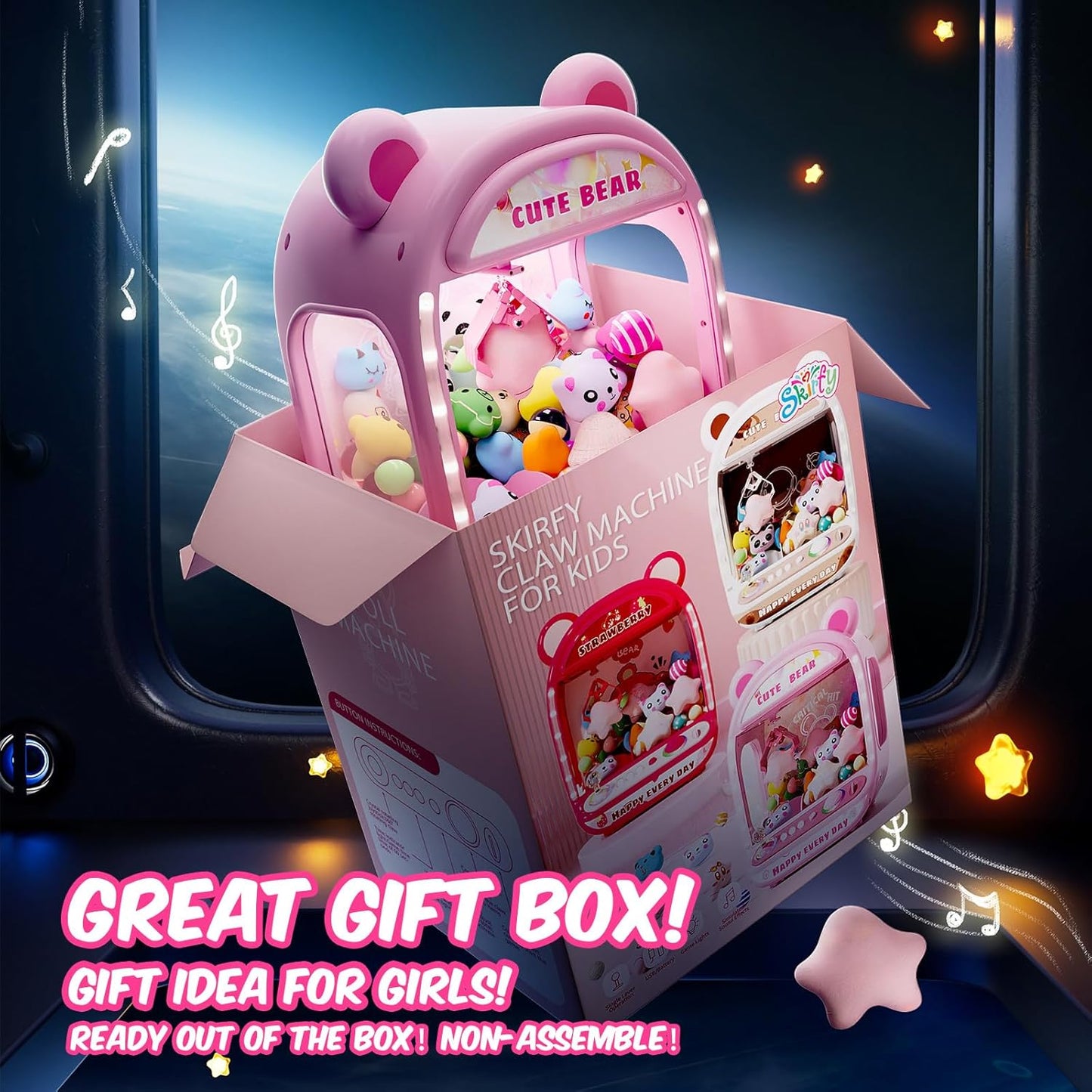 Skirfy Claws Machines for Kids,Unicorns Toys for Age 6+,Kids Games Mini Vending Machines with Squishys Toy Candy Dispenser,Claws Game Machine,Birthday Gifts for Girls Age 8-12