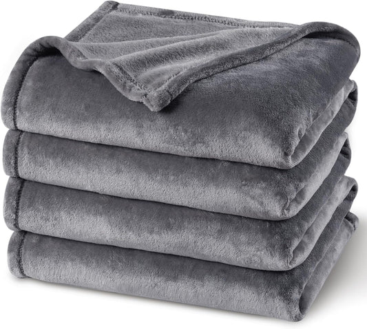 PHF Ultra Soft Fleece Blanket Queen Size, No Shed No Pilling Luxury Plush Cozy 300GSM Lightweight Blanket for Bed, Couch, Chair, Sofa Suitable for All Season, 90" x 90", Grey