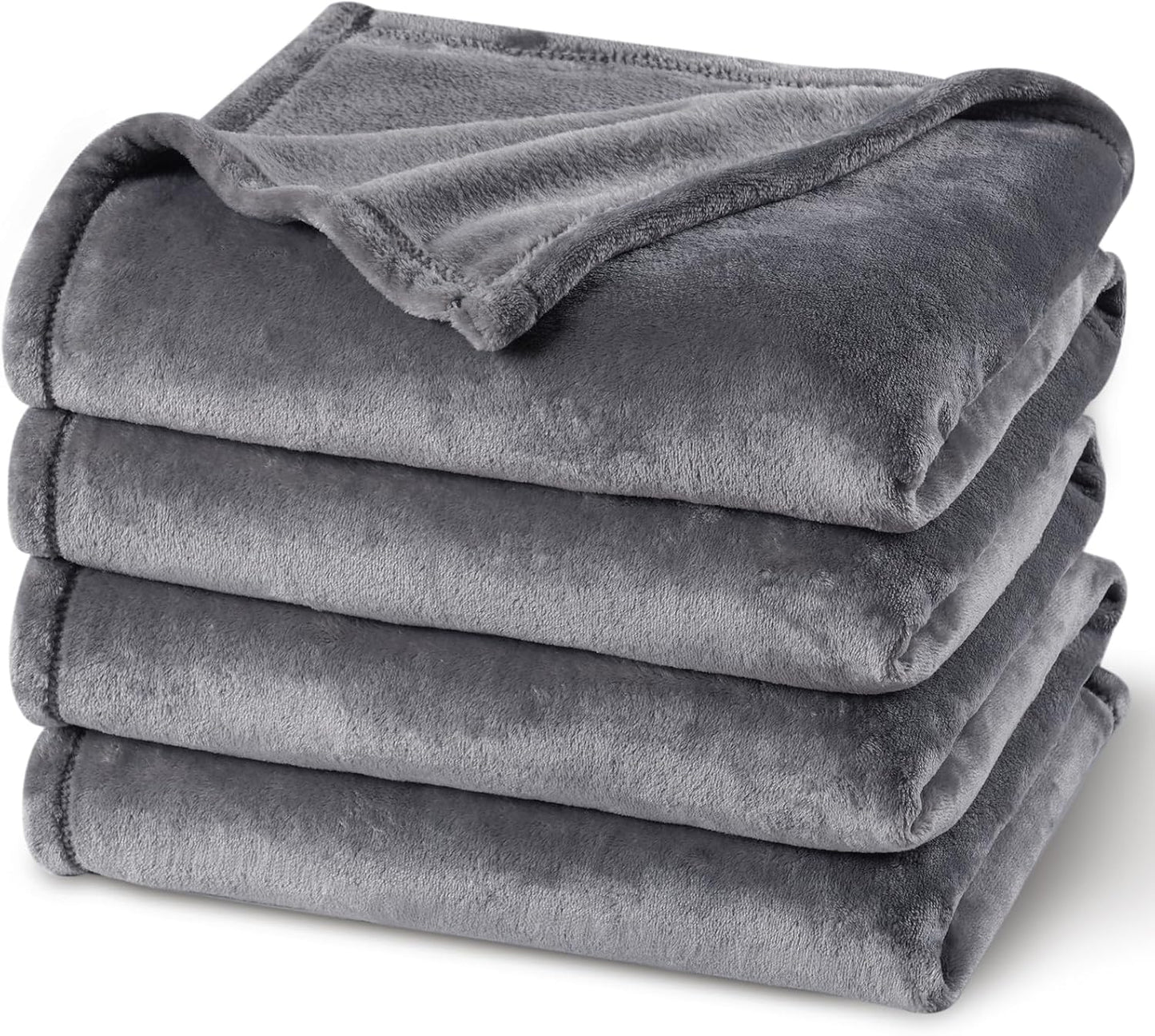 PHF Ultra Soft Fleece Blanket Twin Size, No Shed No Pilling Luxury Plush Cozy 300GSM Lightweight Twin XL Blanket for Bed, Couch, Chair, Sofa Suitable for All Season, 76" x 90", Grey