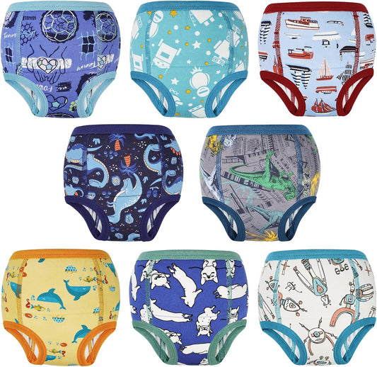 MooMoo Baby Absorbent Potty Training Pants 8 Packs Cotton Training Underwear for Boys 5T