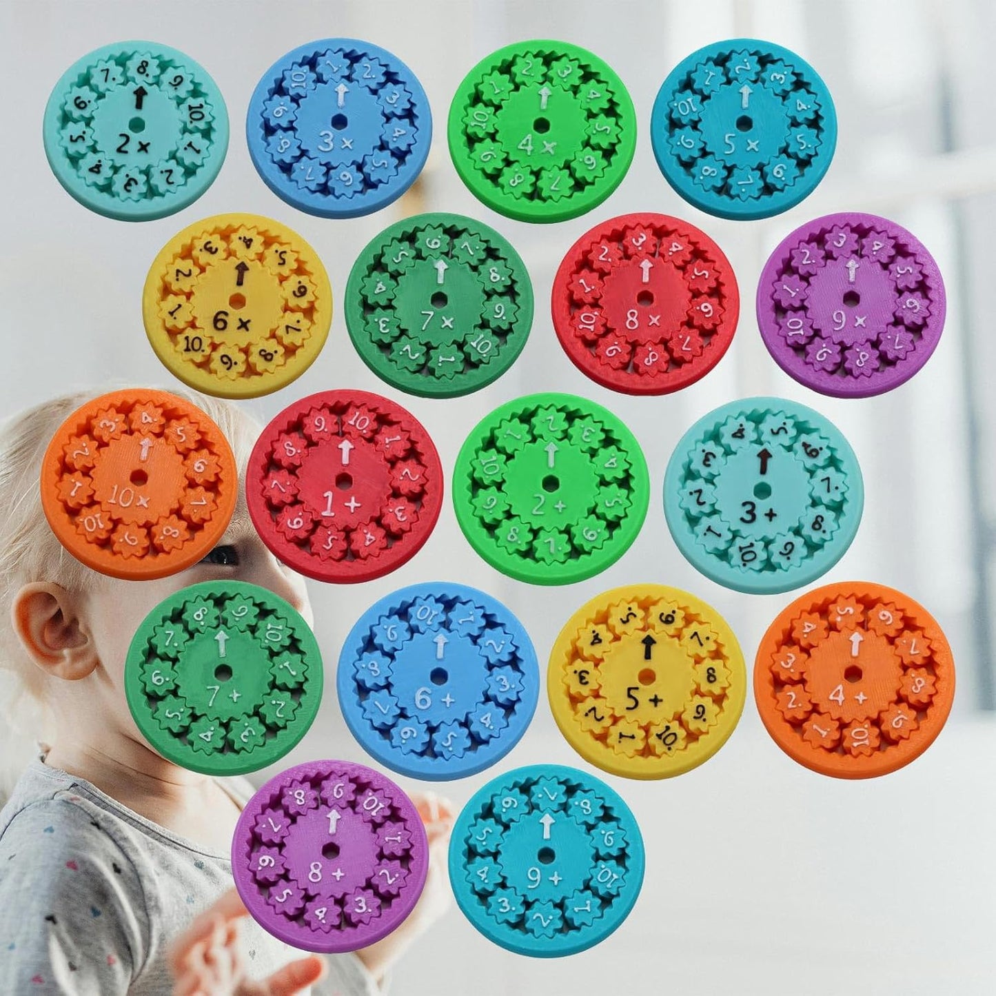 18 Pcs Math Fidget Toy Multiplication, Math Fidget Toy, Math Spinners, This is for All The Stimmers - Fidgeters Who are Learning Math on One Fidget(Multiply or Divid and Add or Subtract)