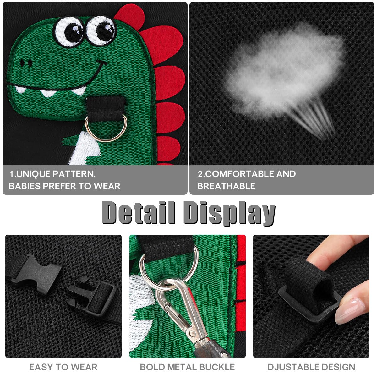 Toddler Leash-Baby Walking Safty Harness and Child Anti Lost Wrist Link for Girls/Boys Travel (Black)