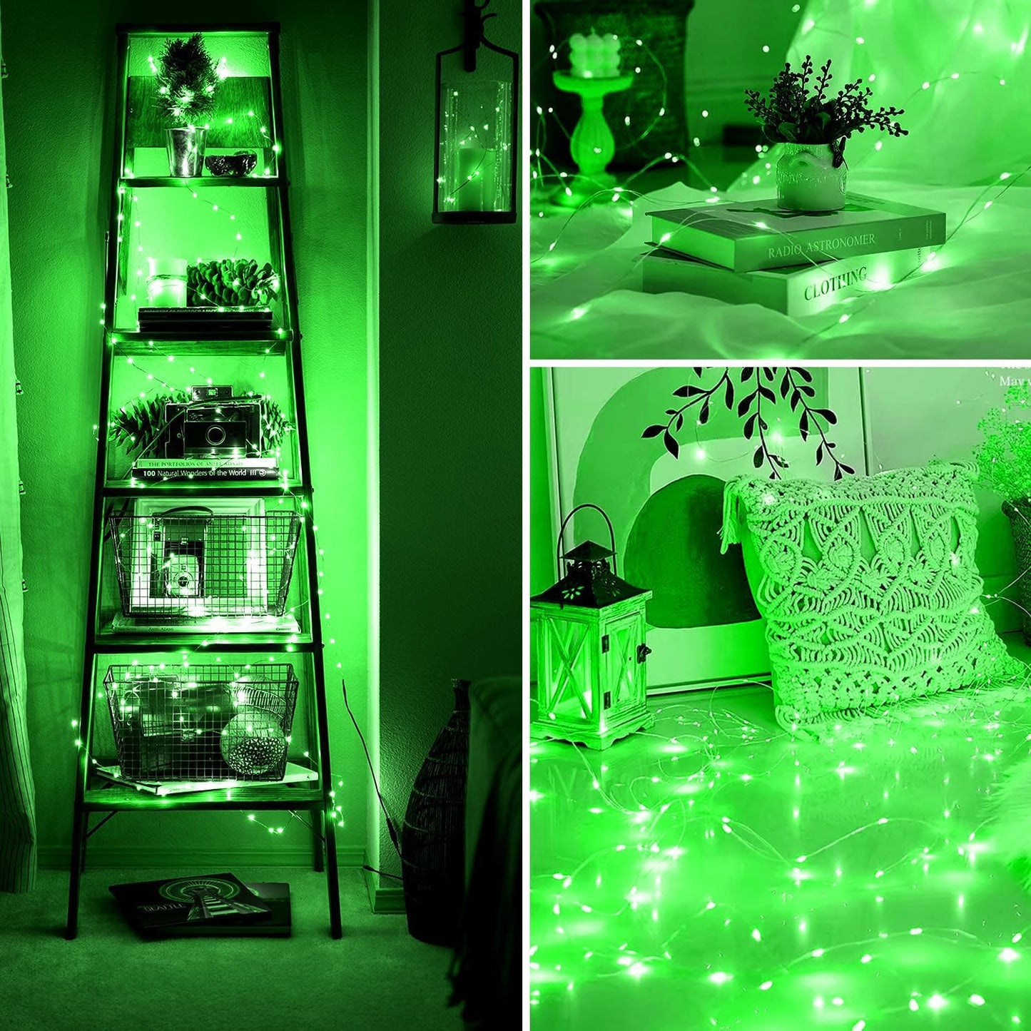 Fairy Lights 72ft 220 LED USB Twinkle String Lights Plug in Silver Wire Lights with Remote and Timer 8 Modes Outdoor Waterproof Starry Lights DIY Party Wedding Christmas Decoration（Green）