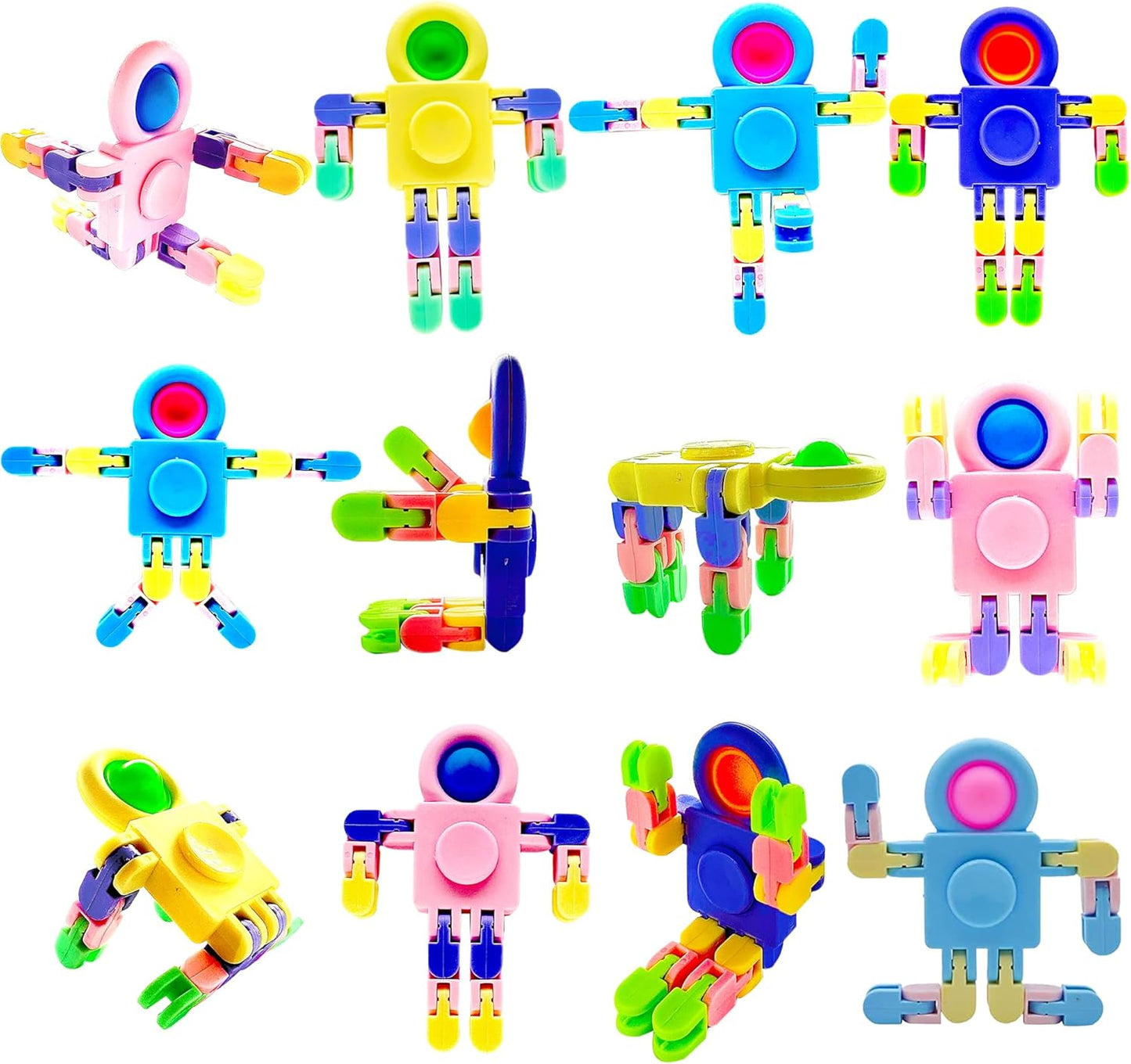 12 Pack Pop Fidget Spinners Party Favors Supplies Prizes for Kids Adults,Sensory Fidget Toys Deformable DIY Chain for Its Stress Relief Easter Basket fillers Goodie Bag Stuffers Birthday Gifts