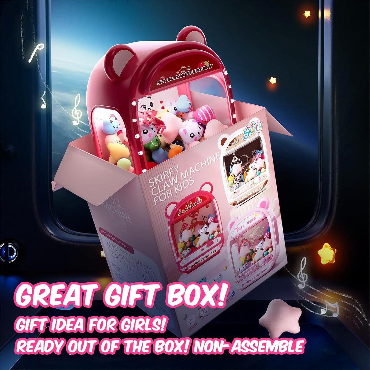 Skirfy Claws Machines for Kids,Unicorns Toys for Girls Age 6+,Mini Vending Machine with Plush Toys,Candy Dispenser Machine,Claws Game Machine,Easter Birthday Gifts for Kids