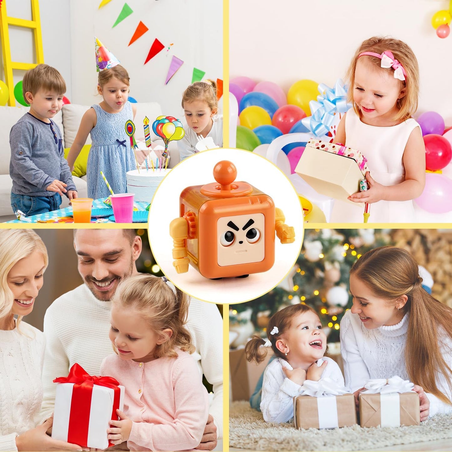 4P Fidget Robot Cube Fidget Toy, Magic Cube Stress and Anxiety Relief Toys, Fidgets Robot Cube Fidget Toy Cube Relaxing Hand-Held for Adults, Killing Time Cool Fidget Block for ADD/ADHD/OCD