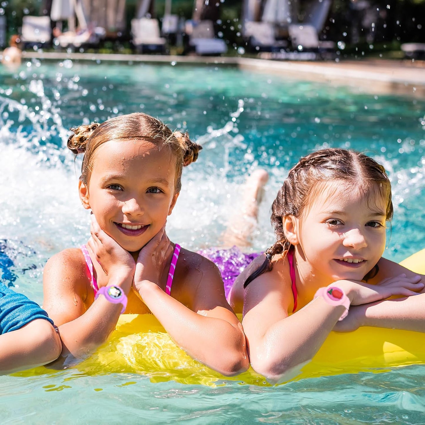 BoAn Waterproof Airtag Bracelet (3 Pack), Lightweight GPS Tracker Case Cover, Soft Silicone Hidden AirTag Wristband, Compatible with Apple Airtag Watch Band for Kids (Pink, Purple, Blue)