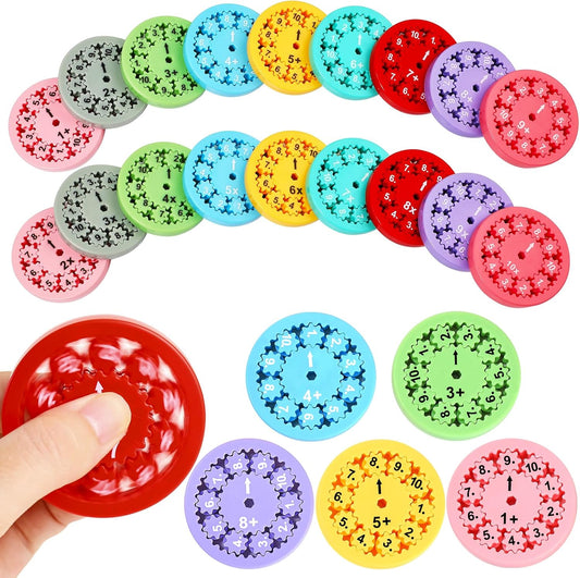 Math Fidget Spinner, Educational Math Fact Fidget Spinners, Learning Add Subtract Multiplication Division Fidget Spinner Toy for Kids, Perfect Treasure Box Toys for Classroom Prize Students (18pcs)