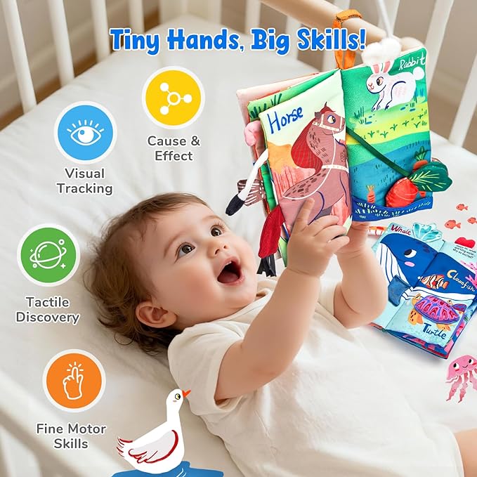 JoyCat Baby Books 0-6 Months - 2PCS Infant Toys 0-6m Tummy Time Babies Toy Newborn Toys Early Development Sensory Book Baby Girl Boy Shower Christmas Birthday Gift Stocking Stuffers