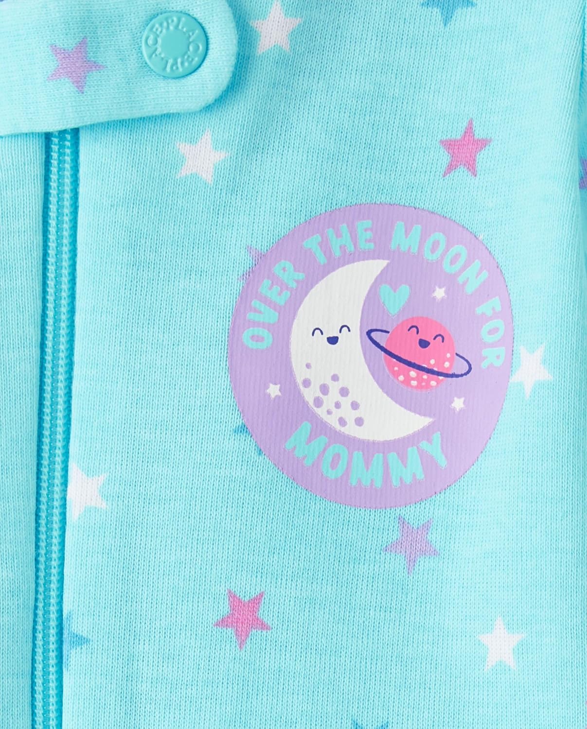 The Children's Place,Baby Girls,and Toddler 100% Cotton Long Sleeve Zip Front One Piece Footed Pajamas,Sleep & Play,Purple Planets 2-pack,6 Months,9 Months