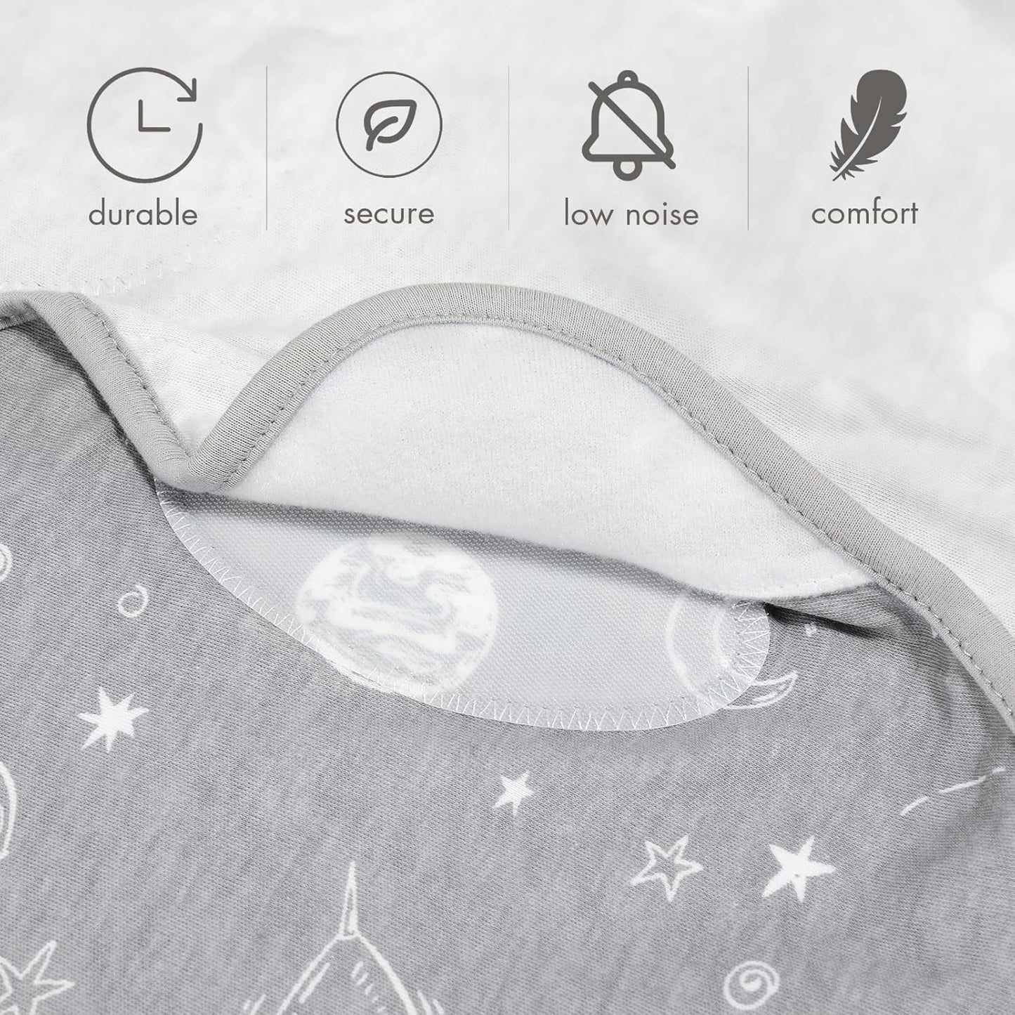 GLLQUEN BABY Organic Newborn Swaddles Sleep Sack, Swaddle Blankets for Baby Boy, 3 Pack Adjustable Wrap Set, Gray Starry Sky & Astronaut, 0-3 Months (Small/Medium)