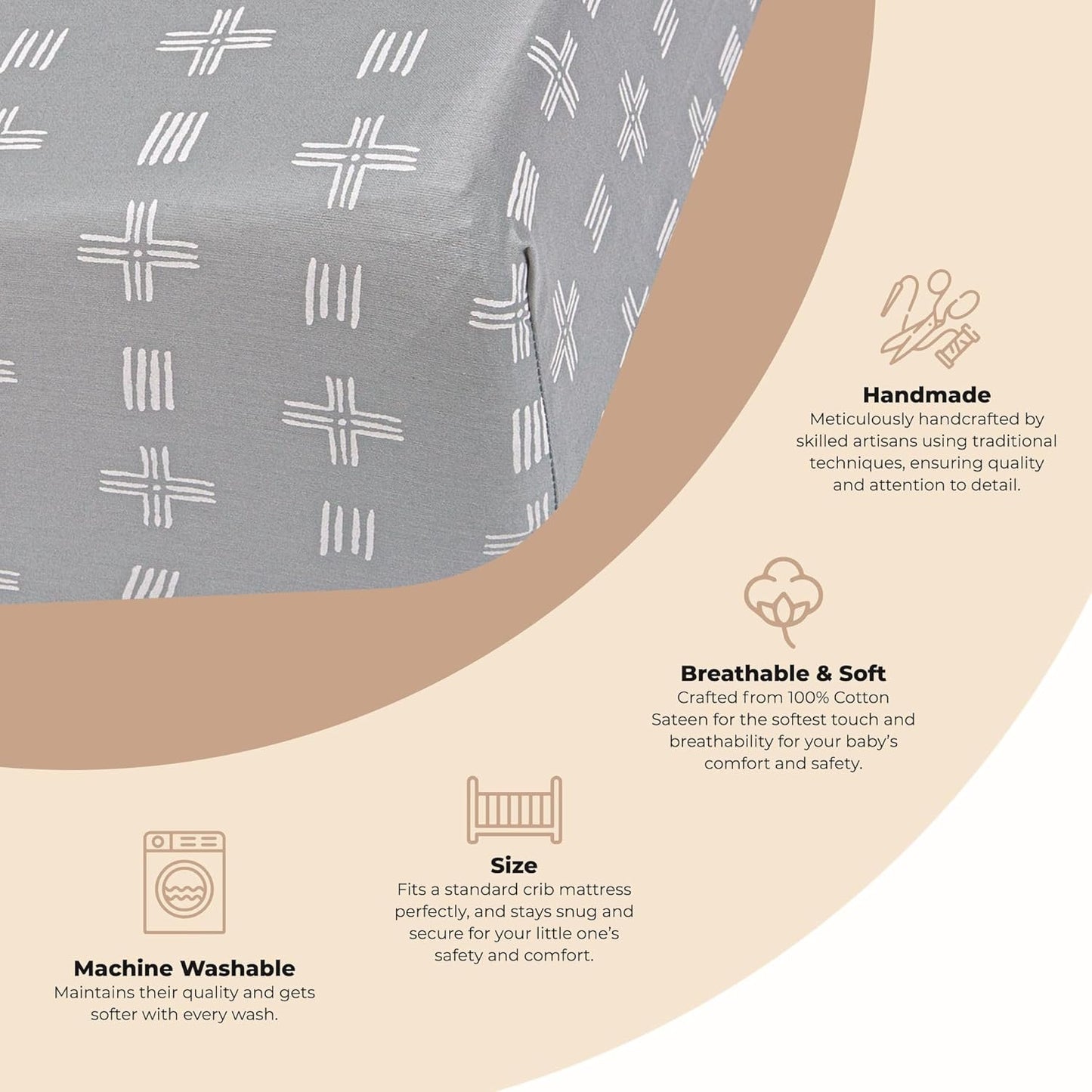 Crane Baby Soft Cotton Crib Mattress Sheet, Fitted Sheet for Cribs and Toddler Beds, Blue River Dash, 28”w x 52”h x 9”d