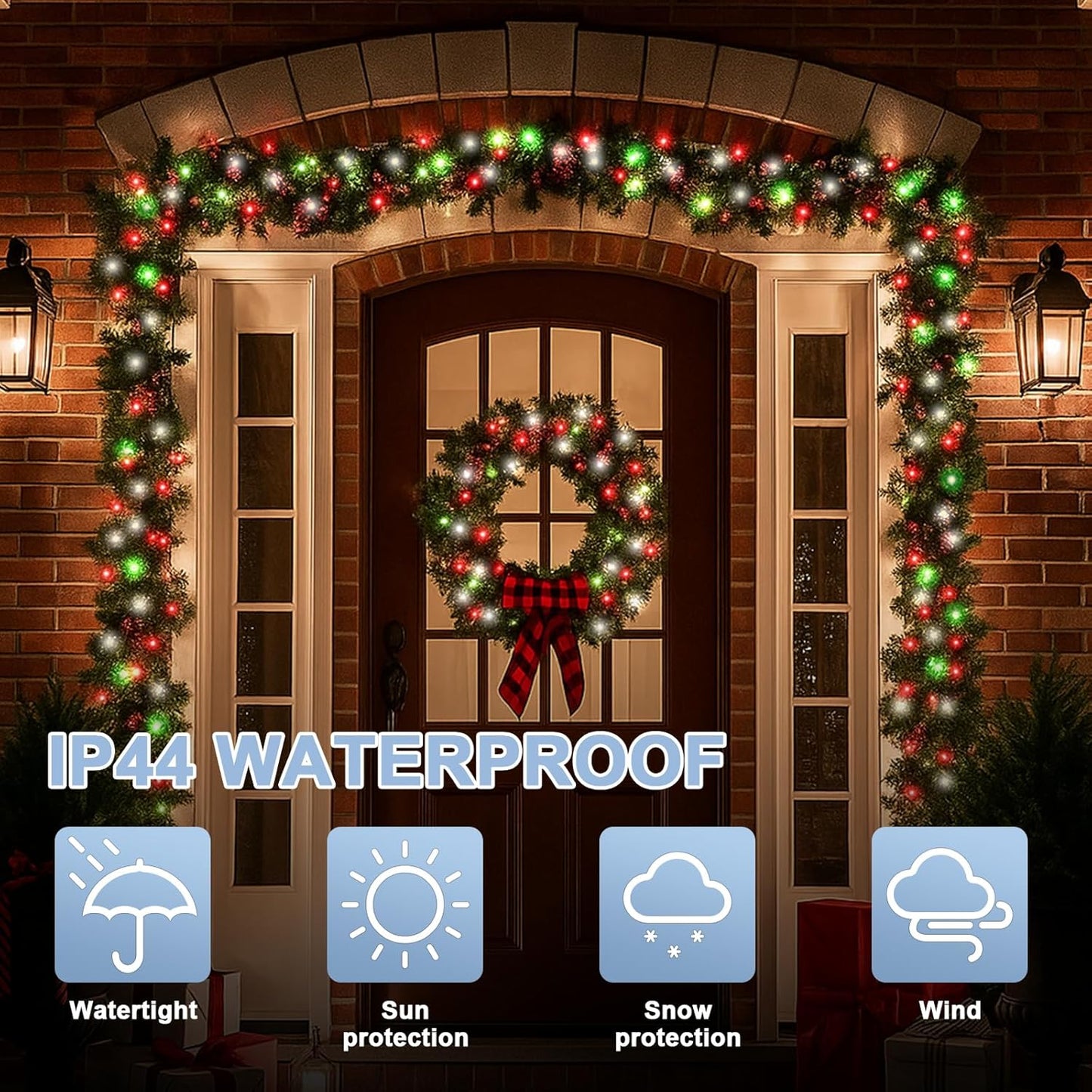 33ft Christmas Decorative Mini Lights, 100 LED Green Wire Fairy Starry String Lights Plug in, 16 Lighting Modes for Outdoor Xmas Tree Wedding Party Decoration (Red/Green/White)