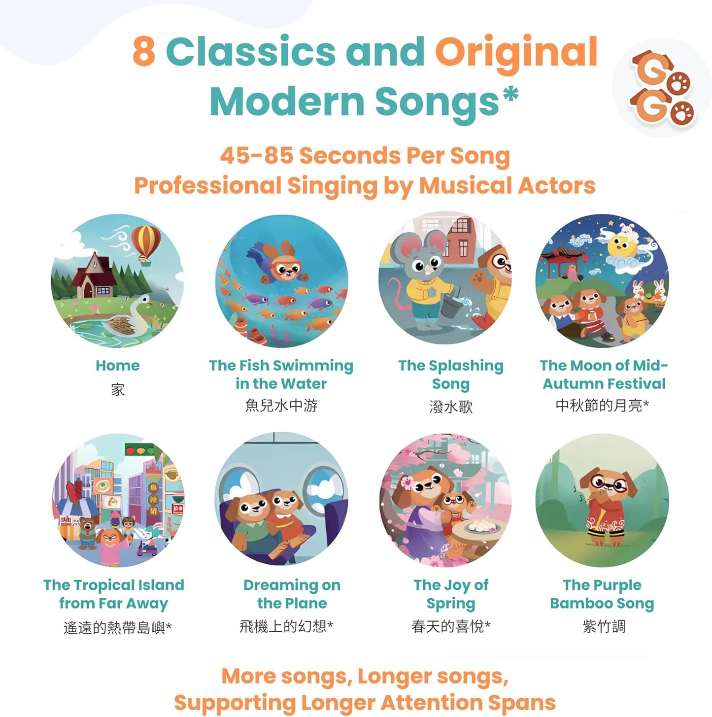 GO GO Learning Chinese is Fun Vol. 2: Bilingual Books for Kids with 8 Songs, Chinese New Year Gifts, Learn Mandarin, Educational Toys, Cultural Learning Book, and Interactive Storybook for Kids