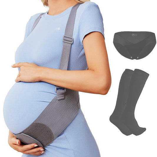 Belly Bands for Pregnant Women, Breathable Pregnancy Belly Support Belt with Adjustable Straps, Back Support, Pelvic Support Belt for Pregnancy (Gray, Medium)