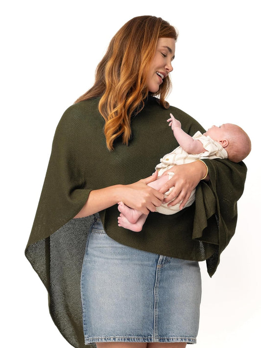 We are Amma | The Cocoon™ - Newborn Essentials Must Haves: Nursing Cover for Breast Feeding Essentials | Nursing Sweater Used as Breastfeeding Cover (Olive, Plus Size)