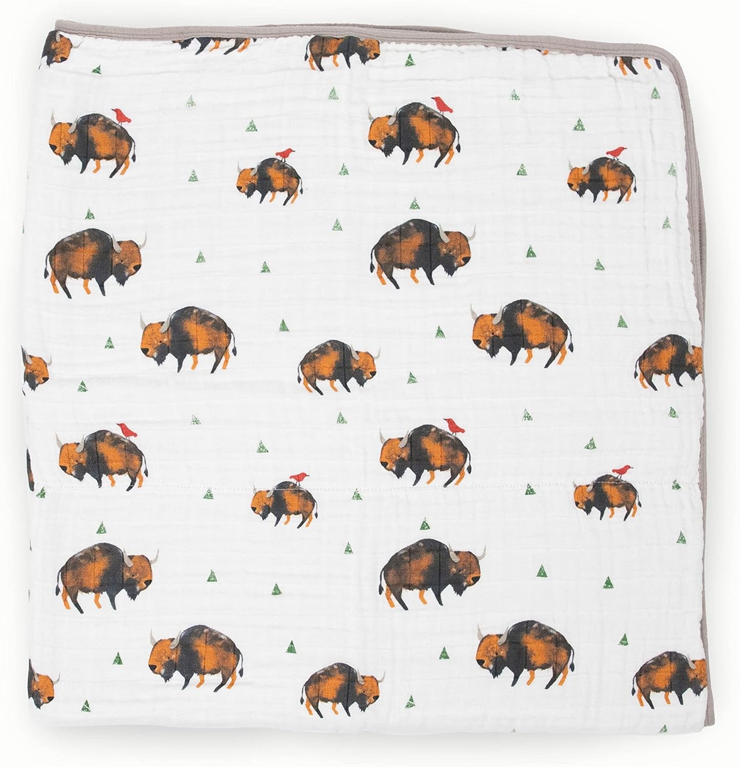 Little Unicorn Original Premium Cotton Quilt | Multi-Layered & Extra-Soft Muslin Fabric |for Babies & Toddlers (Bison)