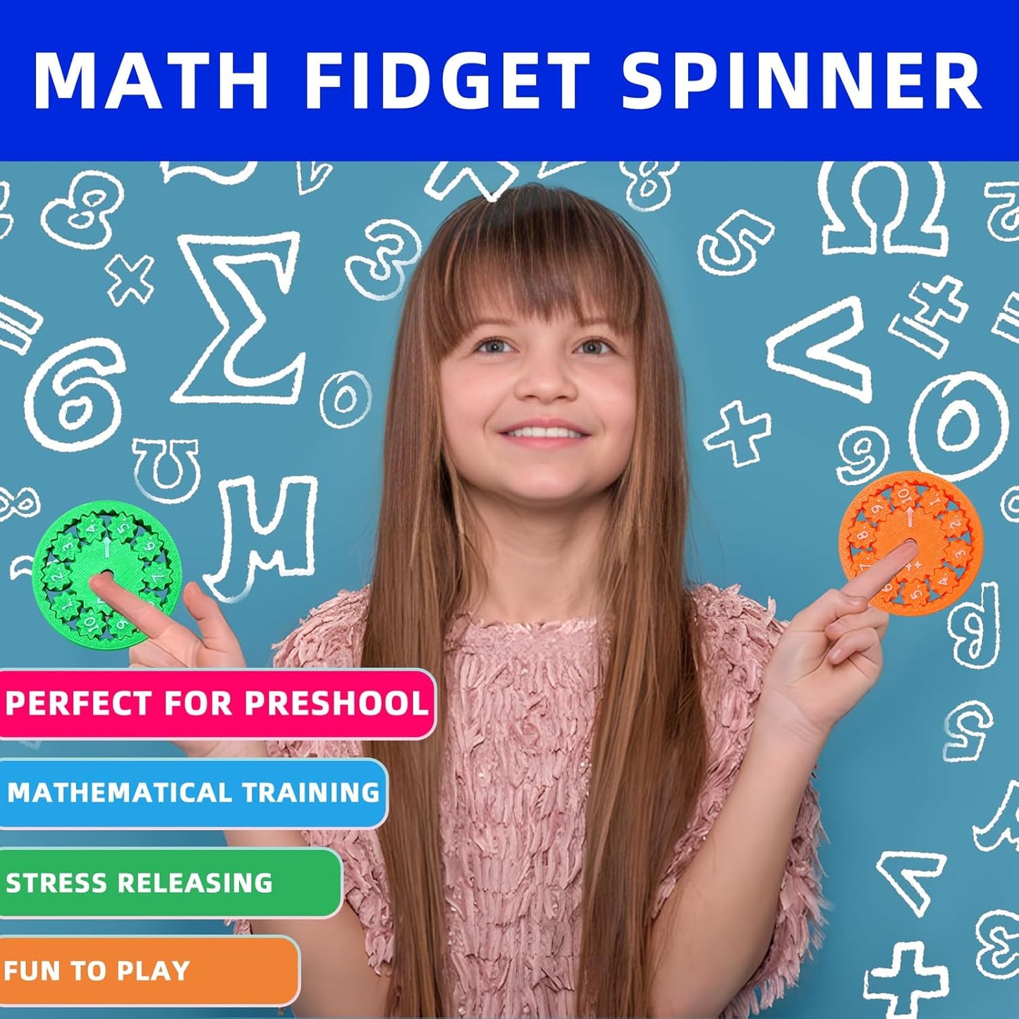 Math Fidget Spinners,Funny Educational Math Fact Tools,Math Learning & Education Toys Game,Creative Gift (9 PCS-Addition & Subtraction)