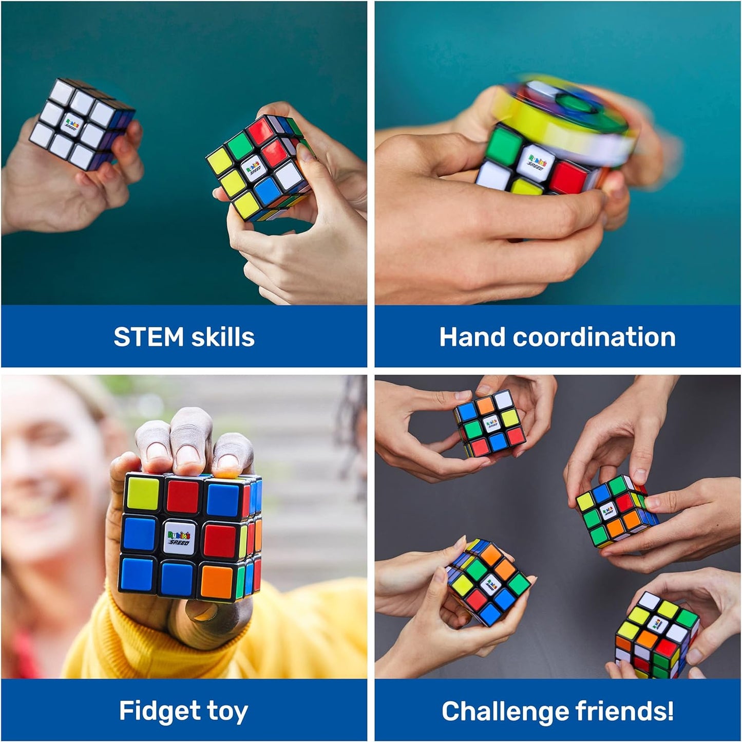 Rubik’s Cube, 3x3 Magnetic Speed Cube, Super Fast Problem-Solving Challenging Puzzle Fidget Toy Travel Game Brain Teaser for Adults & Kids Ages 8+