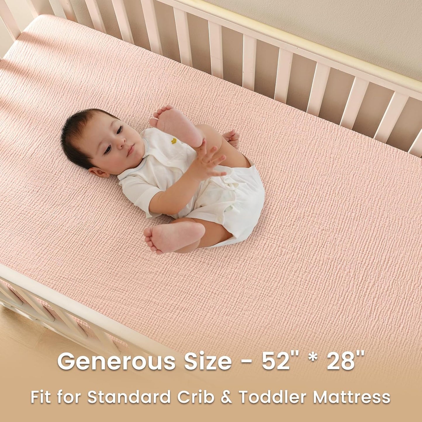 david's kids Muslin Crib Sheets for Boys Girls, 2 Pack 100% Cotton Soft Breathable Fitted Baby Sheet Set, 28x52 Inch Fits Standard Crib and Toddler Mattresses, Rainbow