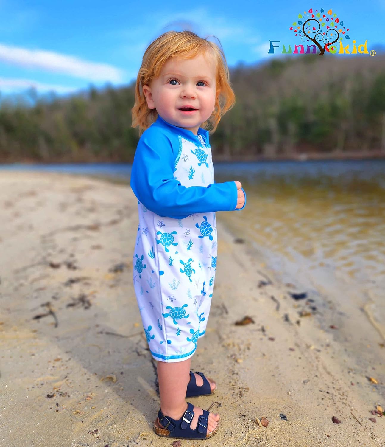 Funnycokid Baby Swimsuit Boy Toddler Bathing Suit Rash Guard UPF 50+ Swimwear 6 Months-4T