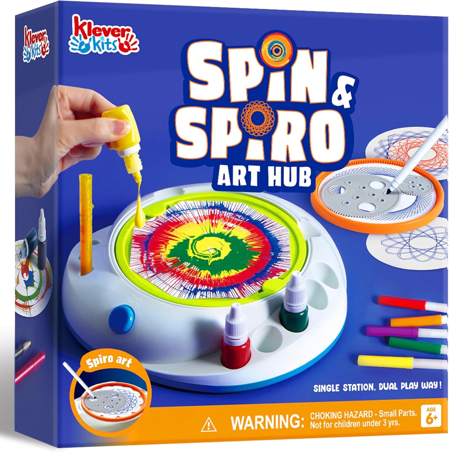 Klever Kits Spin Art for Kids, Spin Spiro Machine Kit, Arts & Crafts Paint for Boys & Girls, Painting Spinner Toys Kits, DIY Birthday Gifts for Kids Age 6 and up