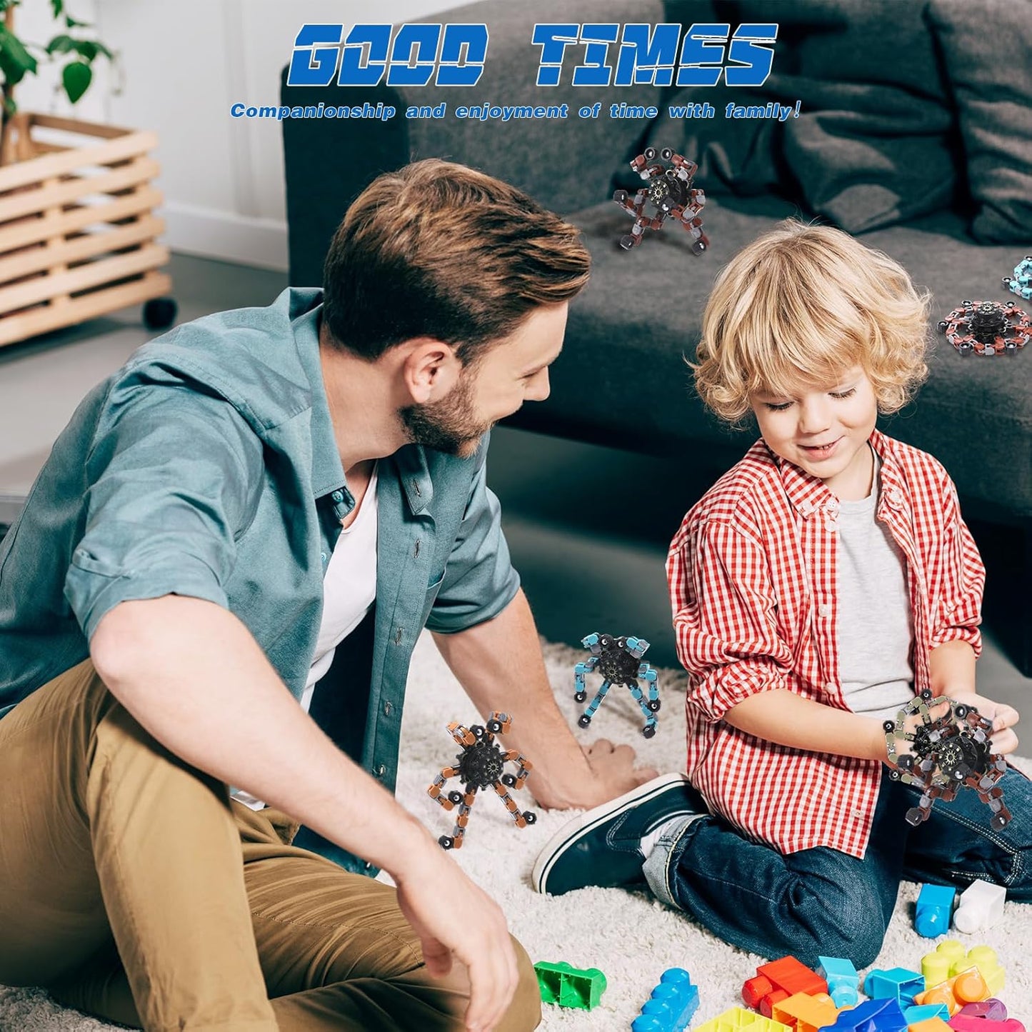 6 Pcs Transformable Fidget Spinners Bulk Robot Sensory Fidget Toys Stress Relief Spinner DIY Deformation Mechanical Gyro Toys Easter Party Favors for ADHD Autism Kids Adults