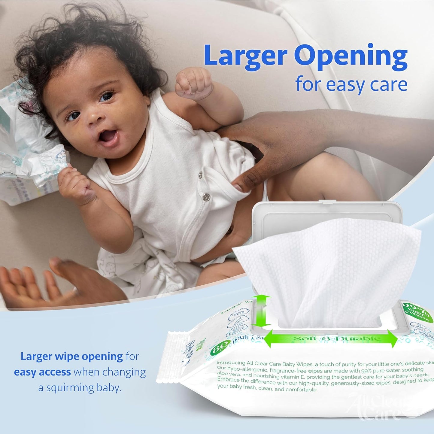 Baby Wipes, Bulk Unscented Wipes for Sensitive Skin, Large Soft Durable & 99% Water, Gentle & Hypoallergenic for Babies & Adults, Vitamin E and Aloe, Flip Top Lid, 24 Packs (1920 Wipes)