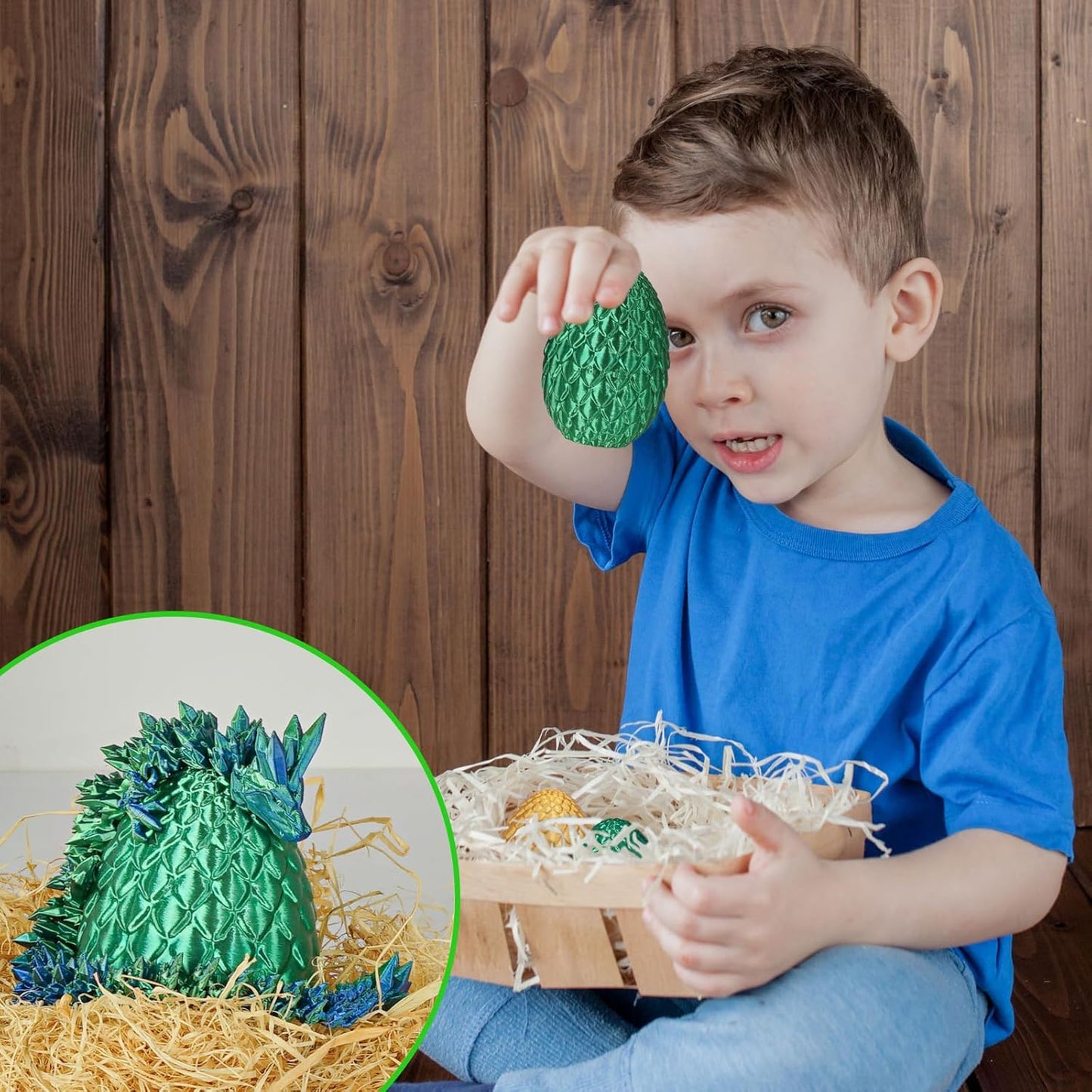 Small Dragon Eggs with Dragon Inside, 3D Printed Surprise Funny Gifts for Kids, Articulated Dragon Fidget Toys for Adults, Executive Desk Toys Office Room Décor (Christmas Green)
