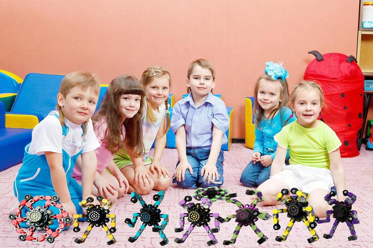 Fidget Toys Transformable Fidget Spinners for Kids and Adults Stress Relief Toys for Boys and Girls Fingertip Gyros for ADHD Autism for Kids Gifts Easter Basket Stuffers (Luminous Edition-4pcs)