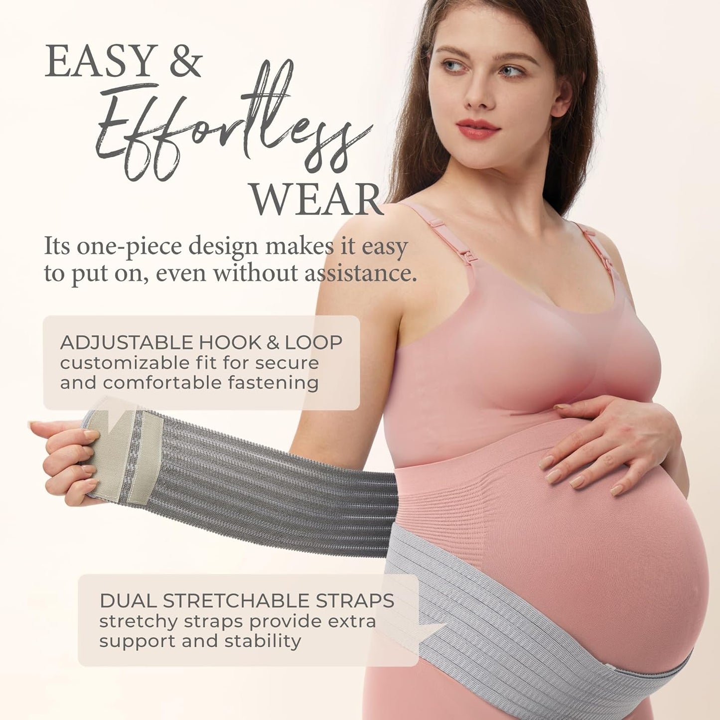 Pregnancy Belly Bands Maternity Support for Pregnant Women, Back Waist Abdomen Pelvic Pain Relief, Breathable Ergonomic Adjustable Medium Size