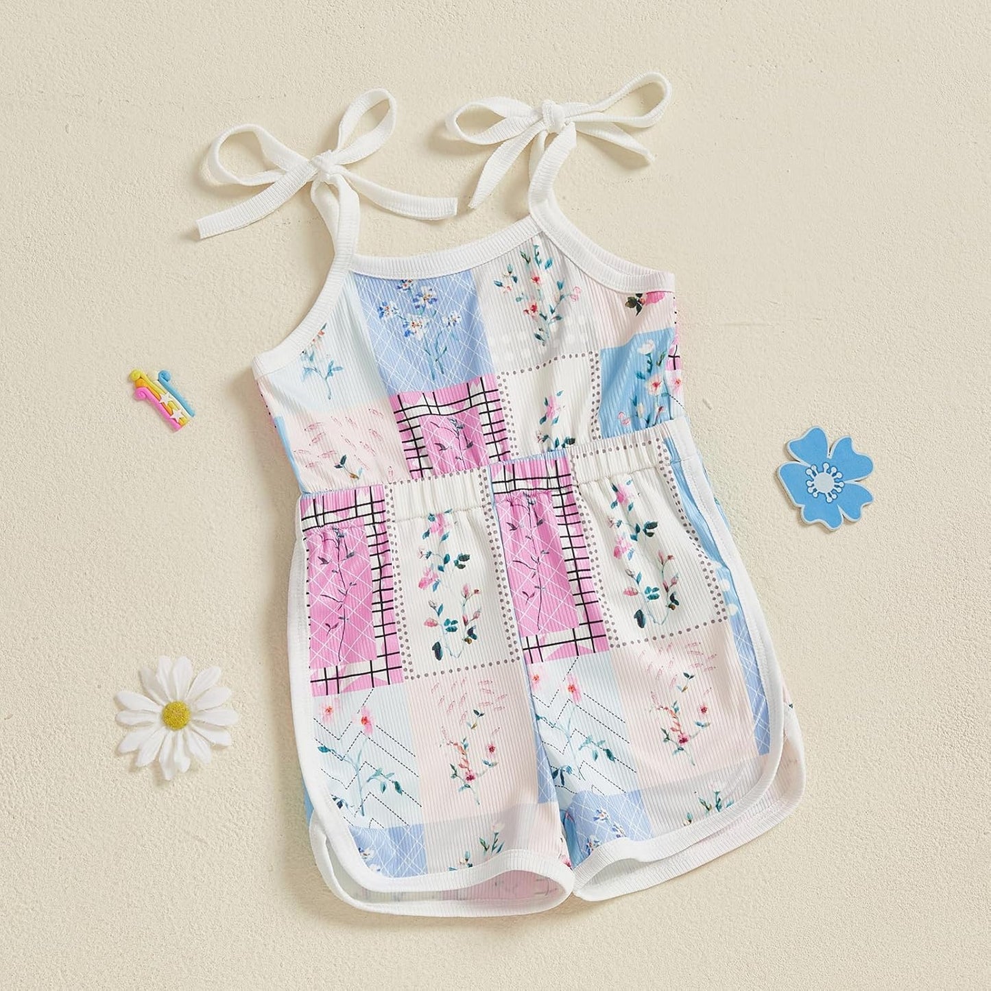 WZTYYDS Toddler Baby Girl Summer Clothes Floral Romper Tie-Up Strap Halter Jumpsuit Infant Summer Sling Playsuit 6M-3T