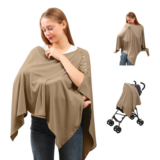 Nursing Cover for Breastfeeding- Viscose from Bamboo Ribbed Covers for Baby Breast Feeding, Full Coverage Privacy, Soft & Breathable Nursing Covers, Multi-Use Shawl Car Seat Cover