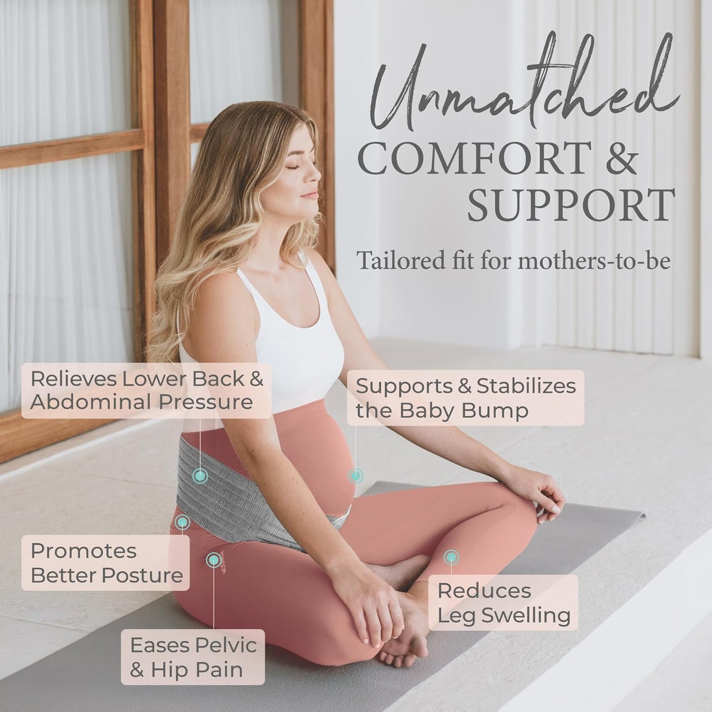 Pregnancy Belly Bands Maternity Support for Pregnant Women, Back Waist Abdomen Pelvic Pain Relief, Breathable Ergonomic Adjustable Medium Size