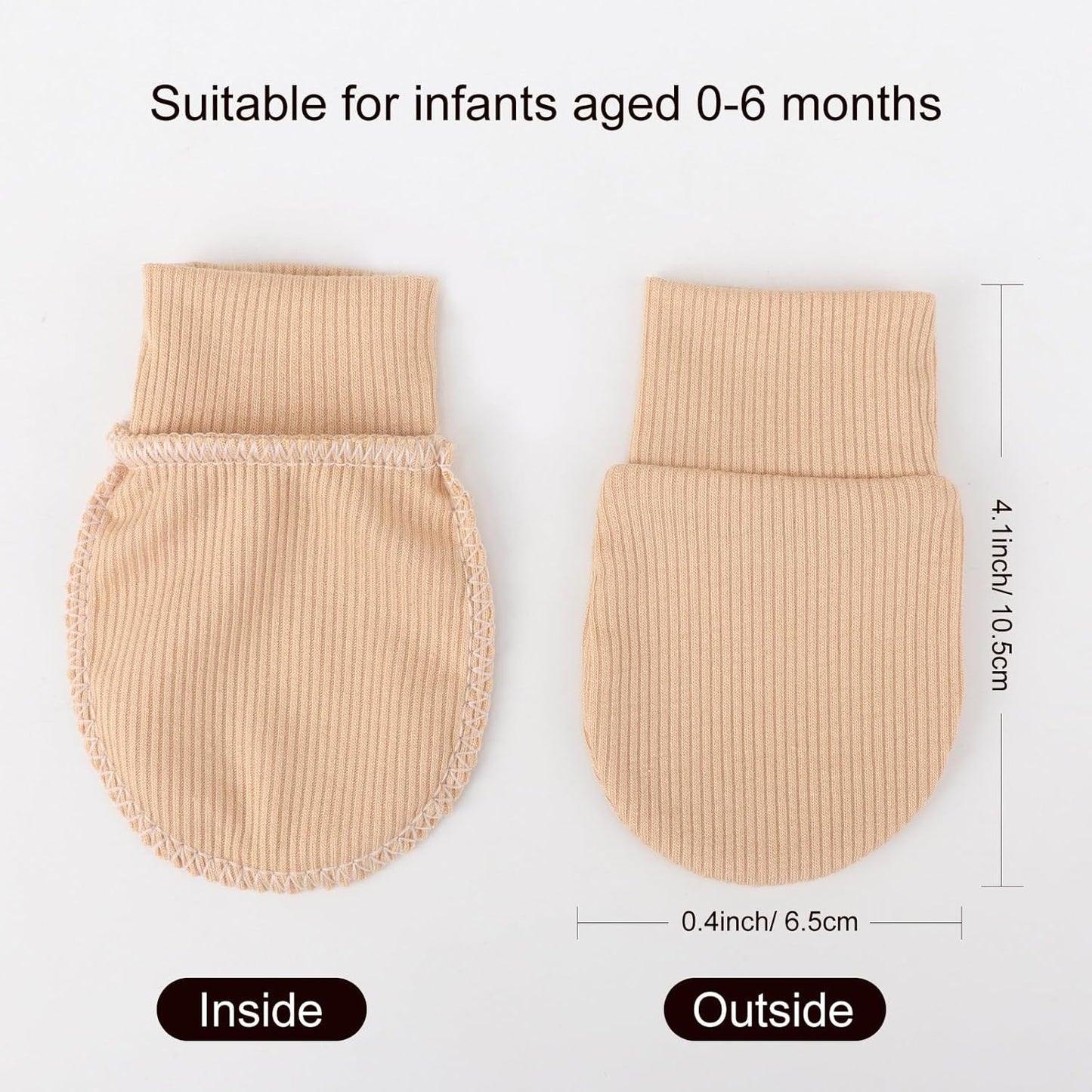 BQUBO 6 Pairs Newborn Baby Boys Girls Mittens 0-6 Months Unisex-Baby Infant Mittens Elastic No Scratch Wrist Gloves