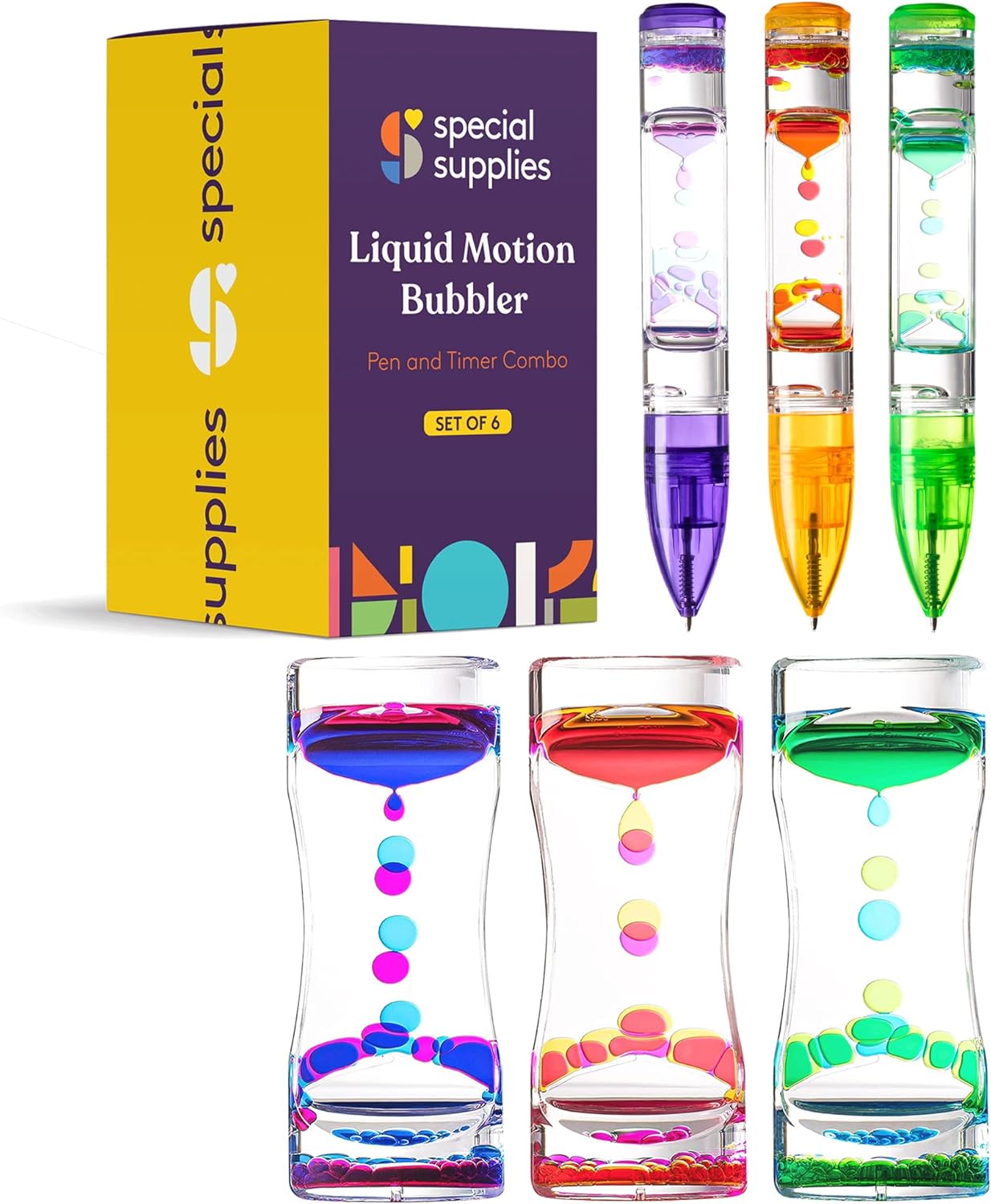 Special Supplies Liquid Motion Bubbler Toys (3-Pens/3-Timers, Pack of 3 Pens and 3 Timers, 3-Pens/3-Timers)