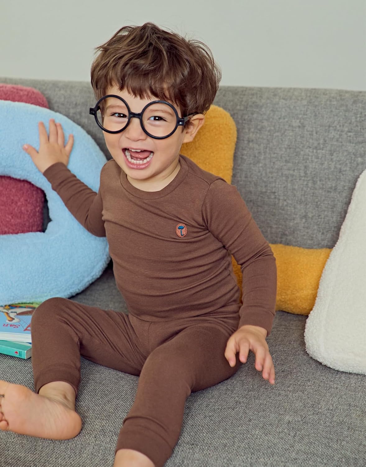 moimoln 6M-8Y Modal Cotton Solid Soft Breathable Baby Toddler Boys Girls Snug fit Pjs Long Sleeve Pajamas Set Sleepwear Daily