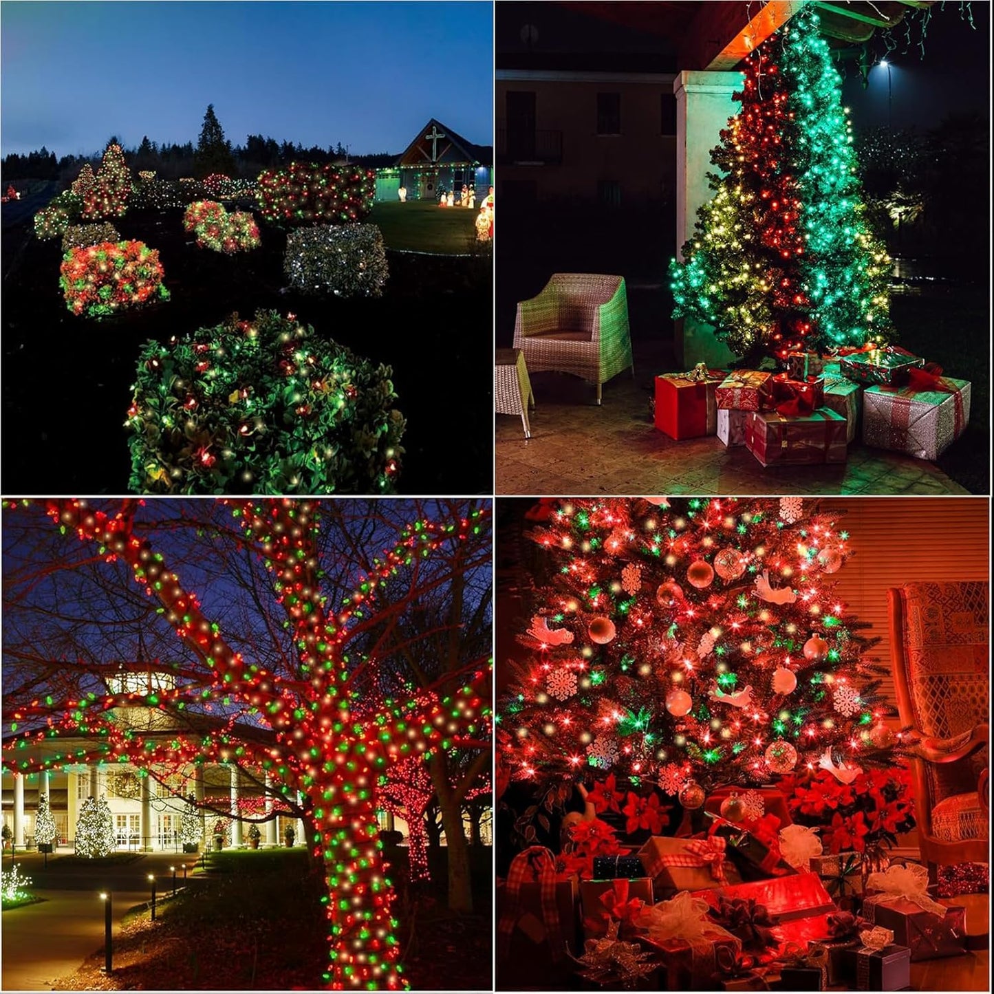 33ft Christmas Decorative Mini Lights, 100 LED Green Wire Fairy Starry String Lights Plug in, 16 Lighting Modes for Indoor Outdoor Xmas Tree Wedding Party Decoration (Red/Green/Warm)