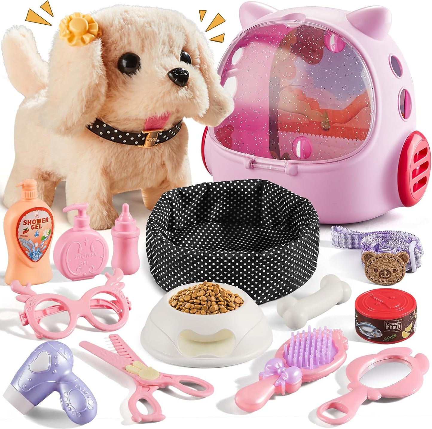 16 Pcs Robot Dog Toys for Girls, Toys for 3 4 5 6 7 8 Year Old Girls Kids Boys, Realistic Robot Puppy Toys for 5-7 6-8, Ideas Birthday Gifts for Girl 3 4 5 6 Year Old