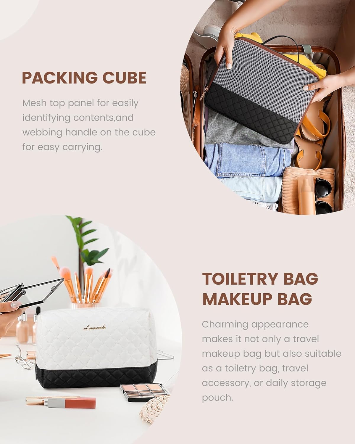 LOVEVOOK Travel Weekender Bag for Women, Carry on Overnight Bag with Shoe Compartment, Travel Duffle Bag Women, Yoga Gym Duffel Bag with Wet Pocket, Hospital Bags for Labor and Delivery, 3 Pcs Set