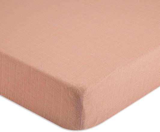 Crane Baby Fitted Sheet, Soft Cotton Fitted Sheet for Cribs and Nurseries, Beige Copper, 28”w x 52”h x 9”d