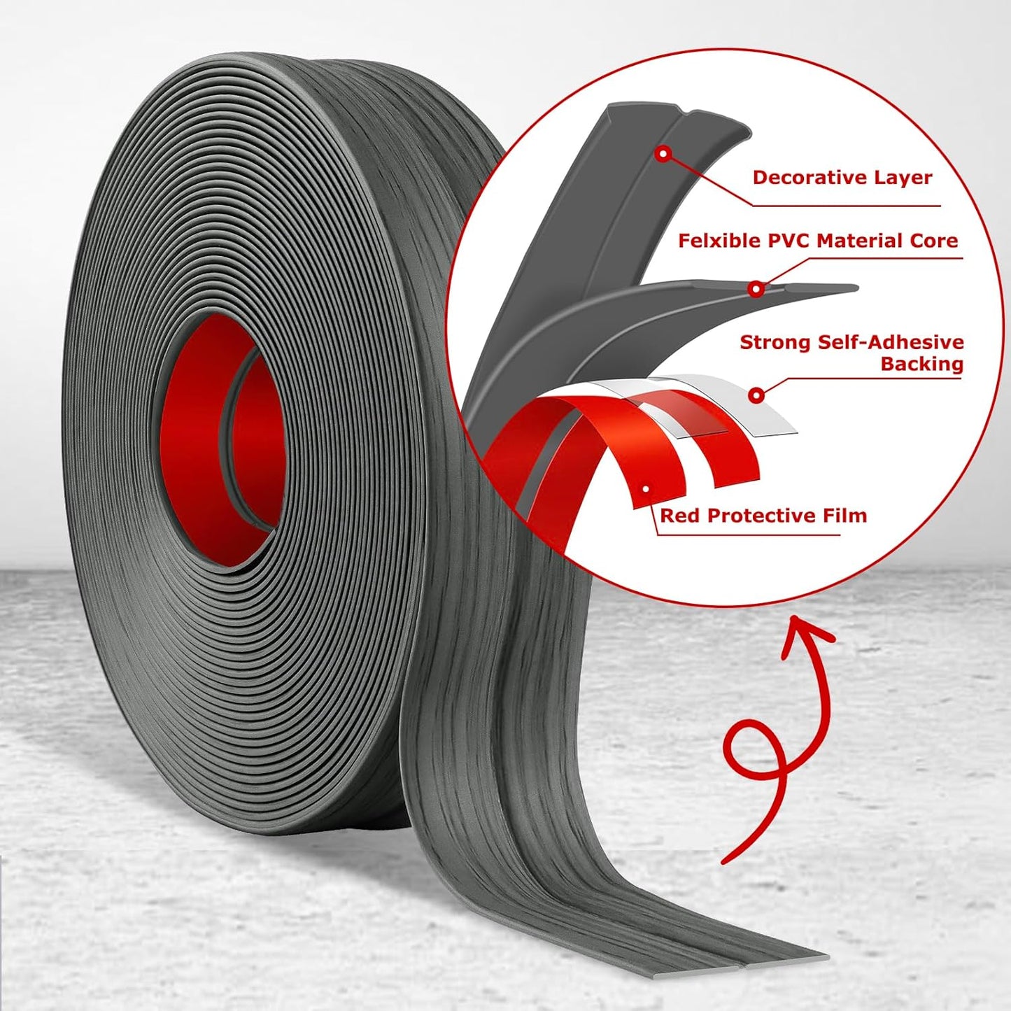 Flexible Wall Corner Protector Moulding Trim Peel and Stick Wall Corner Guards Edge Protector Self Adhesive Molding Trim Strip for Edge Ceiling (Deep Gray Wood Grain, 2.4 in x 40 Ft)